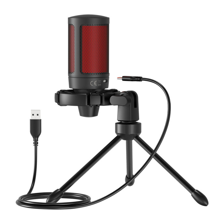 Savio wired gaming microphone with backlight tripod USB SONAR PRO Preto, Vermelho Microfone para consola de jogos