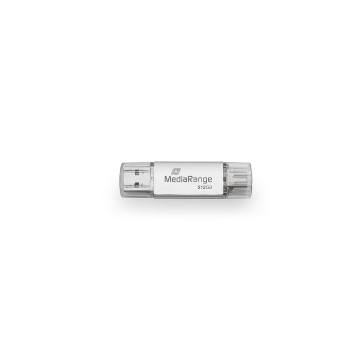 MediaRange MR940-1 unidade de memória USB 512 GB USB Type-A   USB Type-C 3.2 Gen 1 (3.1 Gen 1) Prateado