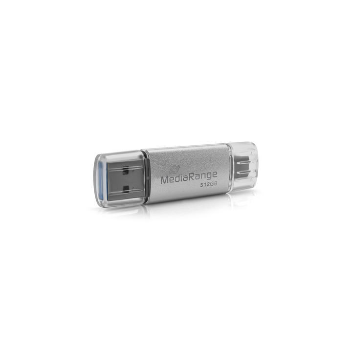 MediaRange MR940-1 unidade de memória USB 512 GB USB Type-A   USB Type-C 3.2 Gen 1 (3.1 Gen 1) Prateado