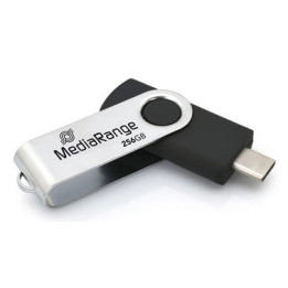 MediaRange MR1955 unidade de memória USB 256 GB USB Type-C 3.2 Gen 1 (3.1 Gen 1) Preto, Prateado