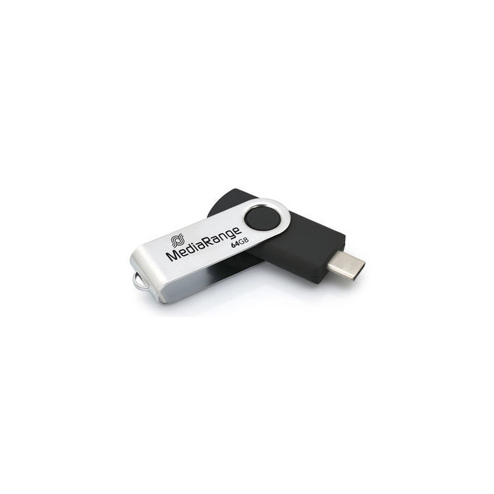 MediaRange MR1953 unidade de memória USB 64 GB USB Type-C 3.2 Gen 1 (3.1 Gen 1) Preto, Prateado
