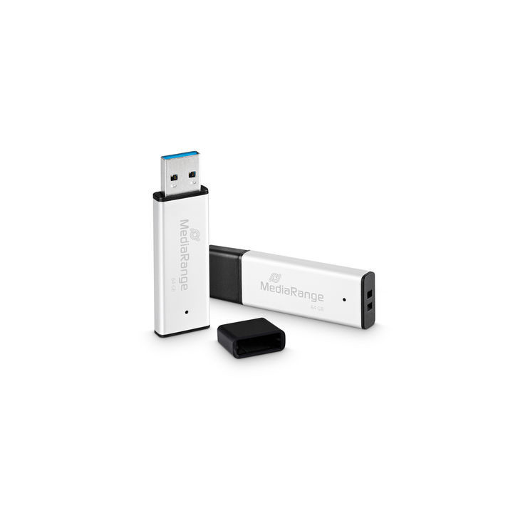 MediaRange MR1901 unidade de memória USB 64 GB USB Type-A 3.2 Gen 1 (3.1 Gen 1) Preto, Prateado