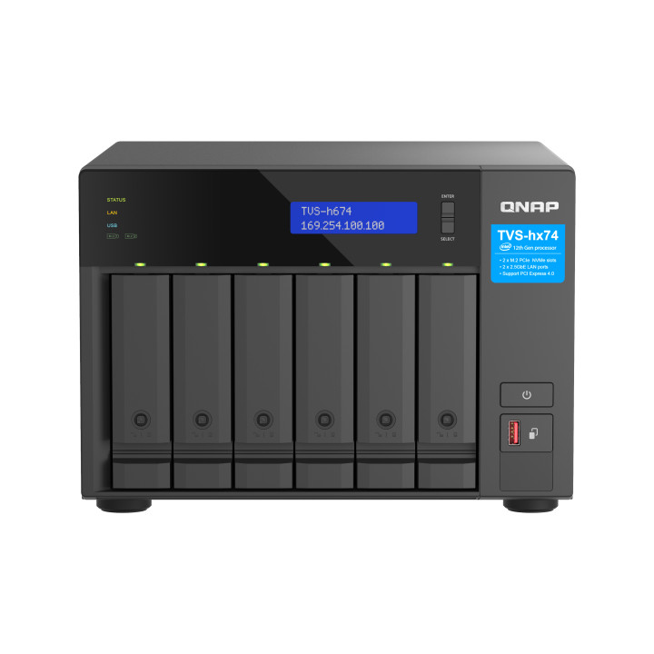 QNAP TVS-H674T-I5-32G servidor NAS e de armazenamento Tower Intel® Core™ i5 i5-12400 32 GB DDR4 HDD QNAP QTS Preto
