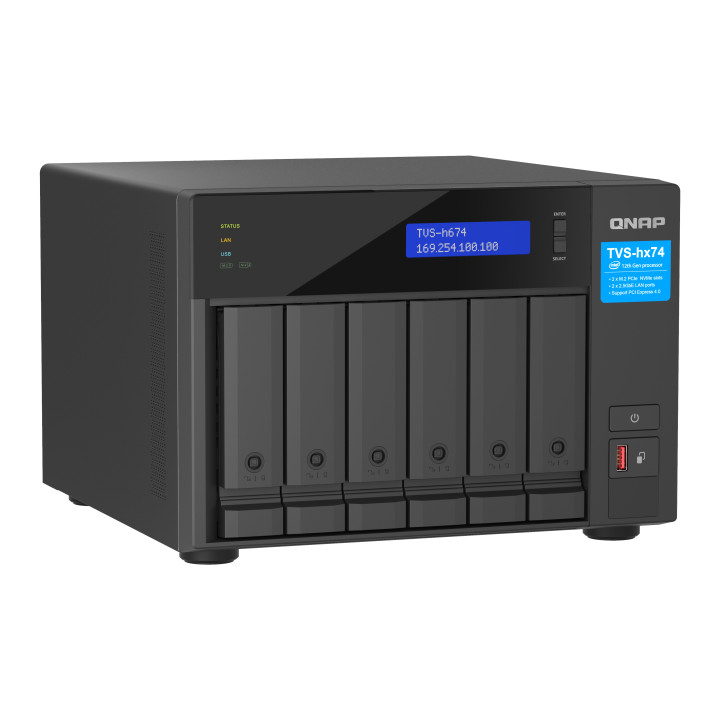 QNAP TVS-H674T-I5-32G servidor NAS e de armazenamento Tower Intel® Core™ i5 i5-12400 32 GB DDR4 HDD QNAP QTS Preto