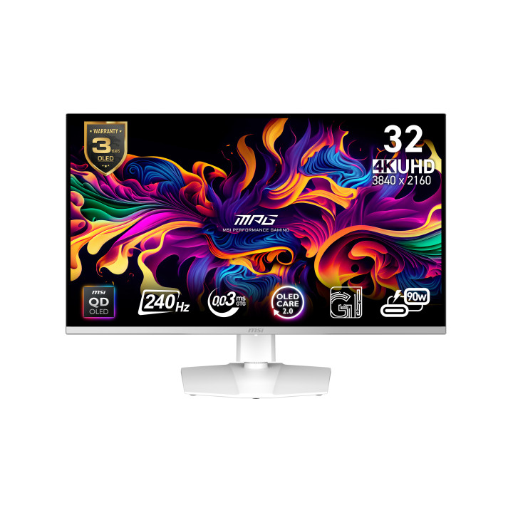 MSI MPG 321URXW QD-OLED monitor de ecrã 80 cm (31.5") 3840 x 2160 pixels 4K Ultra HD Branco