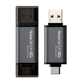 Team Group X1 USB 3.2 Gen1 unidade de memória USB 64 GB USB Type-A   USB Type-C 3.2 Gen 1 (3.1 Gen 1) Preto, Cinzento