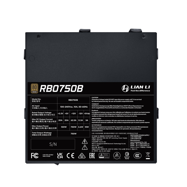 Lian Li RB0750B.B fonte de alimentação 750 W 24-pin ATX ATX Preto