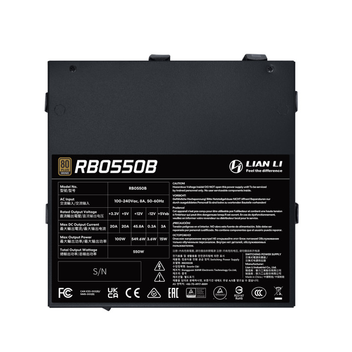 Lian Li RB0550B.B fonte de alimentação 550 W 24-pin ATX ATX Preto