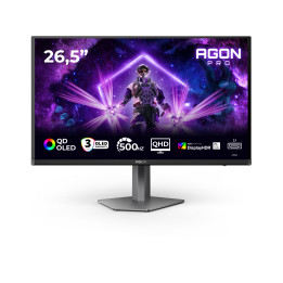 AOC AGON PRO AG276QKD2 monitor de ecrã 67,3 cm (26.5") 2560 x 1440 pixels Quad HD QD-OLED Preto, Cinzento