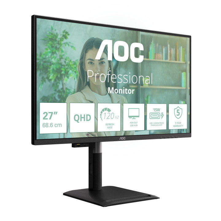 AOC Q27P4U monitor de ecrã 68,6 cm (27") 2560 x 1440 pixels Wide Quad HD Preto