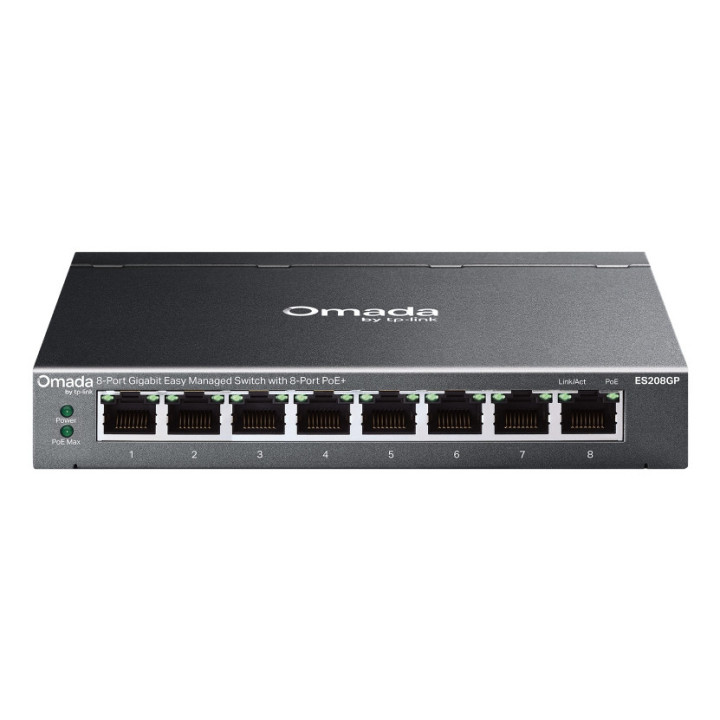 TP-Link Omada ES208GP switch de rede Gerido L2 Gigabit Ethernet (10 100 1000) Power over Ethernet (PoE) DIN rail Preto