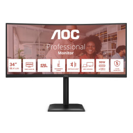 AOC E4 CU34E4CV monitor de ecrã 86,4 cm (34") 3440 x 1440 pixels UltraWide Quad HD LCD Preto