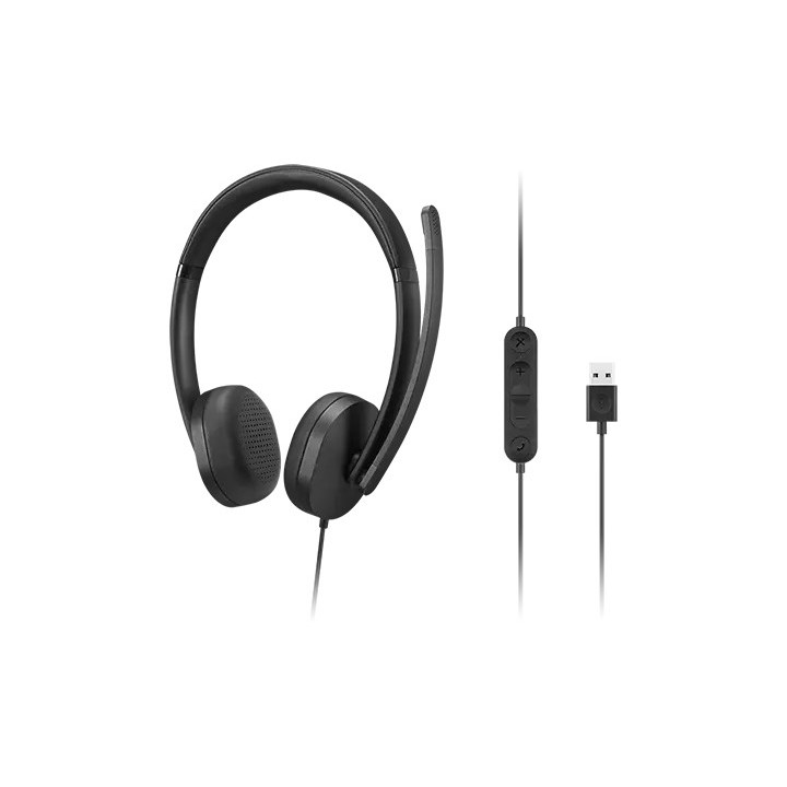 Lenovo 4XD1P83425 auscultador Auscultadores Com fios Fita de cabeça Chamadas Música USB Type-A Preto