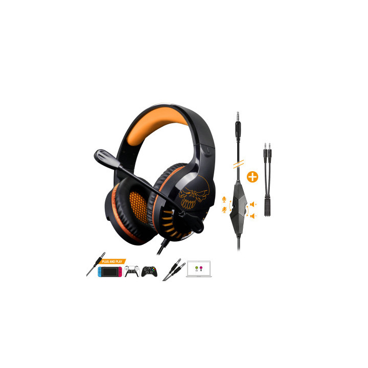 Spirit of Gamer PRO-H3 Auscultadores Com fios Fita de cabeça Jogos Preto, Laranja