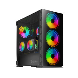 Savio PC Case Prime X1 ARGB Glass Black Midi Tower Preto