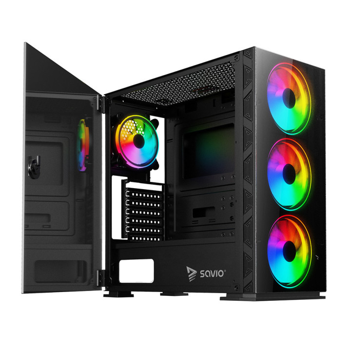 Savio PC Case Prime X1 ARGB Glass Black Midi Tower Preto