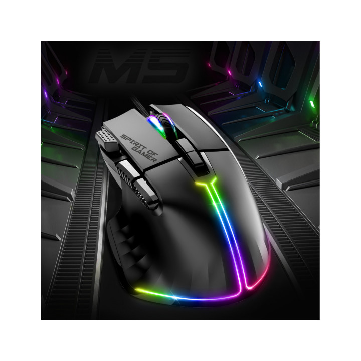 Spirit of Gamer PRO-M5 rato Jogos Mão direita USB Type-A Ótico 12800 DPI