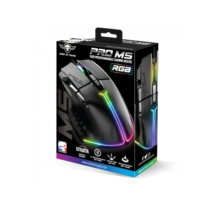 Spirit of Gamer PRO-M5 rato Jogos Mão direita USB Type-A Ótico 12800 DPI