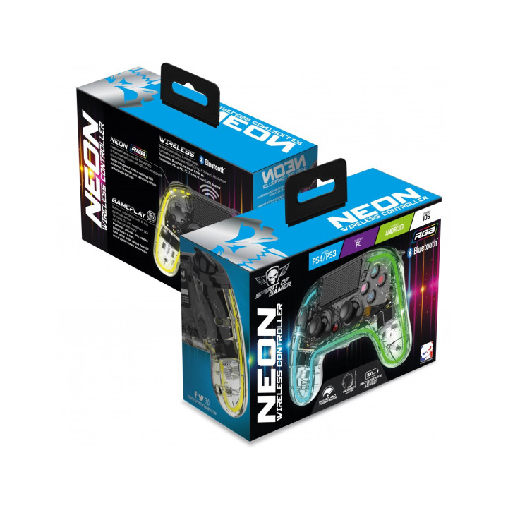 Gamepad Spirit of Gamer Neon Bluetooth Transparente SOG-BTGX12 Analógico para PS4, PS3