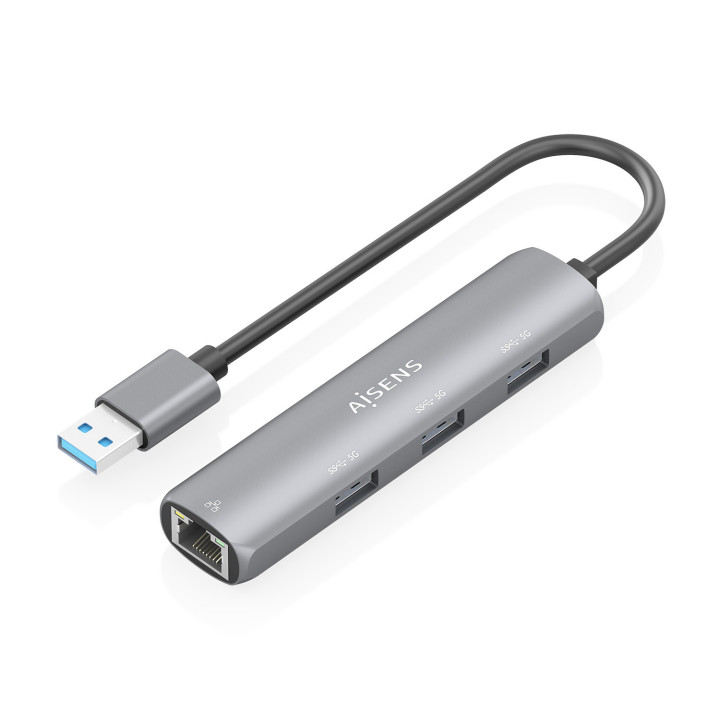 AISENS ASUC-4P034-GR base & duplicador de portas Com fios USB 3.2 Gen 1 (3.1 Gen 1) Type-A Cinzento