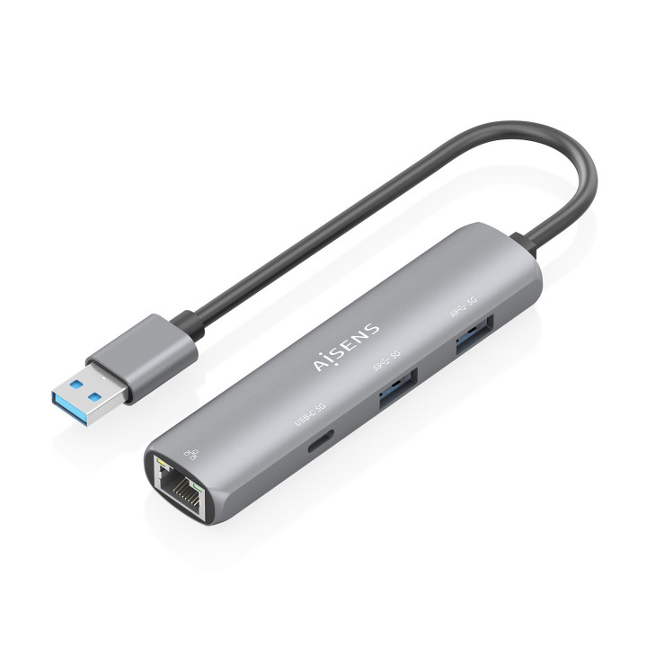 AISENS ASUC-4P035-GR base & duplicador de portas Com fios USB 3.2 Gen 1 (3.1 Gen 1) Type-A Cinzento