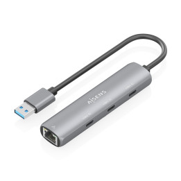 AISENS ASUC-4P037-GR base & duplicador de portas Com fios USB 3.2 Gen 1 (3.1 Gen 1) Type-A Cinzento