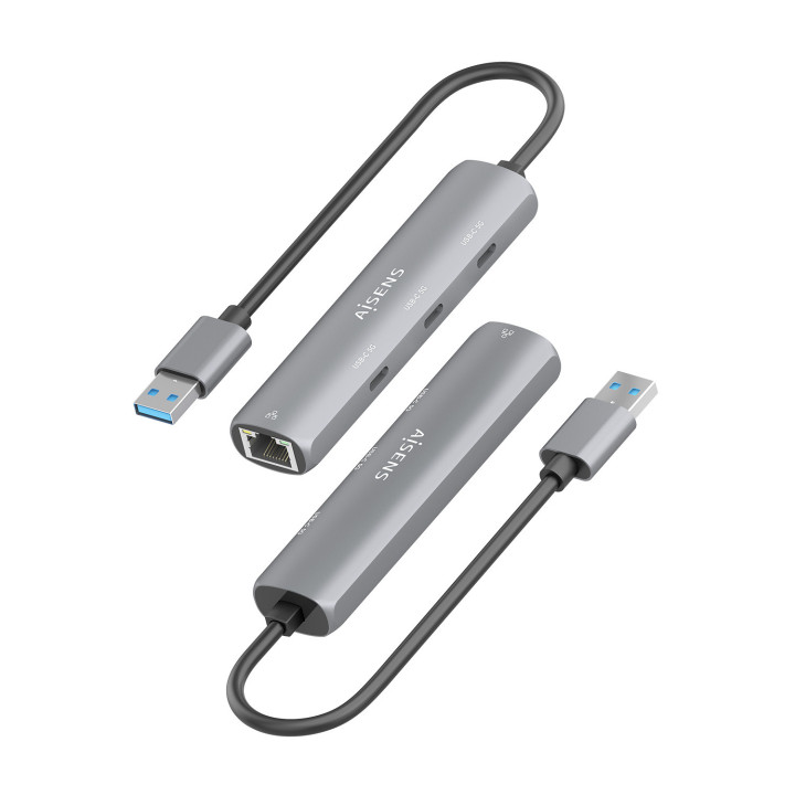 AISENS ASUC-4P037-GR base & duplicador de portas Com fios USB 3.2 Gen 1 (3.1 Gen 1) Type-A Cinzento