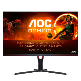 AOC G3 U32G3X BK monitor de ecrã 80 cm (31.5") 3840 x 2160 pixels 4K Ultra HD LED Preto, Vermelho