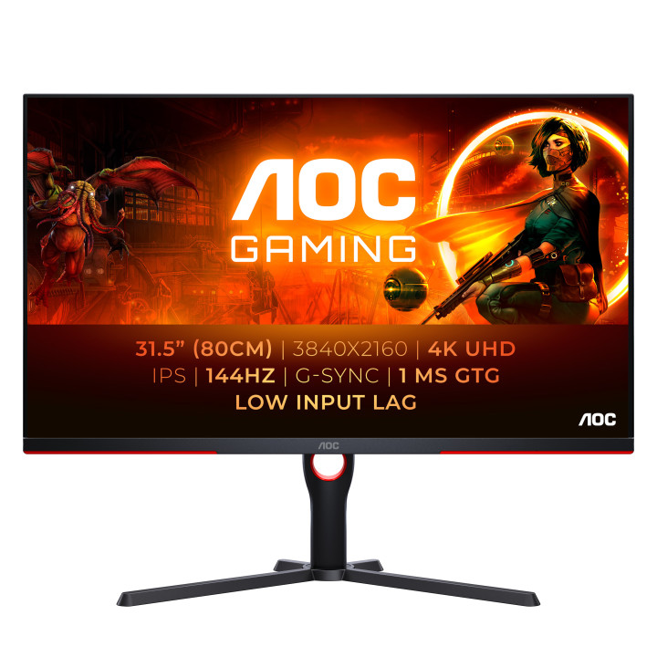 AOC G3 U32G3X BK monitor de ecrã 80 cm (31.5") 3840 x 2160 pixels 4K Ultra HD LED Preto, Vermelho