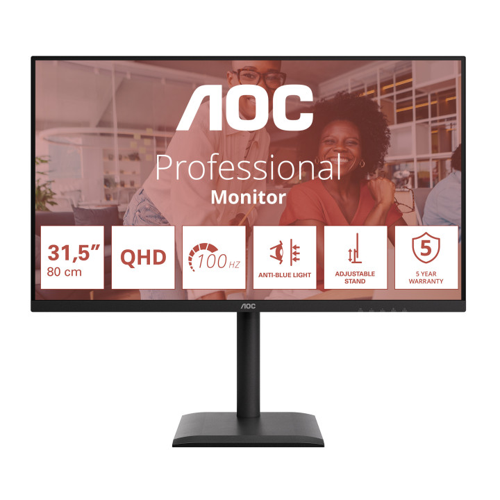 AOC E4 Q32E4U monitor de ecrã 80 cm (31.5") 2560 x 1440 pixels Quad HD LED Preto
