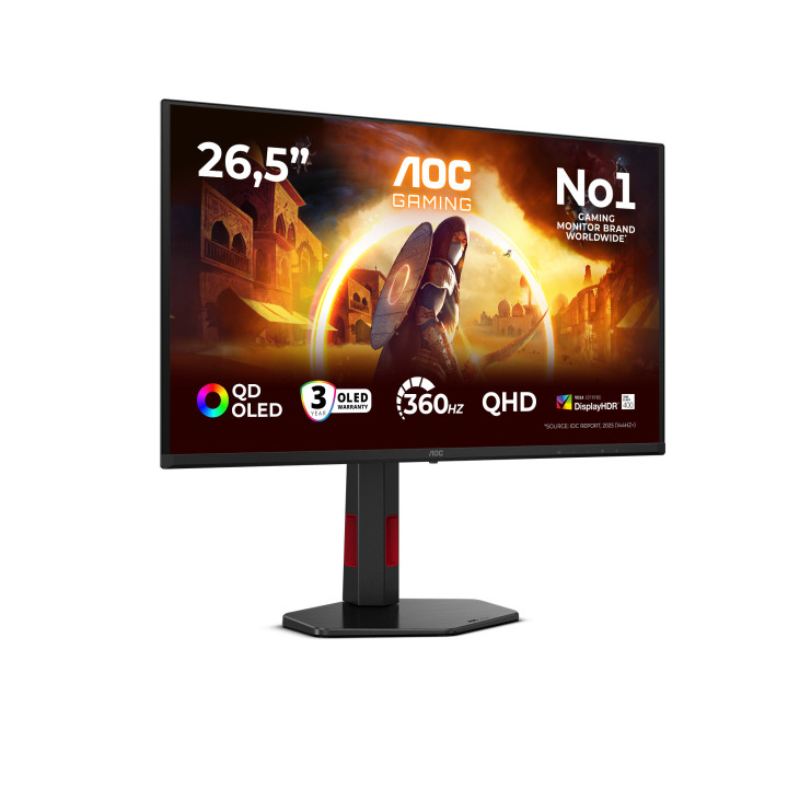 AOC G4 Q27G4SDR monitor de ecrã 67,3 cm (26.5") 2560 x 1440 pixels Quad HD QD-OLED Preto, Vermelho