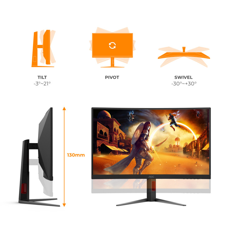 AOC G4 C27G4Z2 monitor de ecrã 68,6 cm (27") 1920 x 1080 pixels Full HD LCD Preto, Vermelho