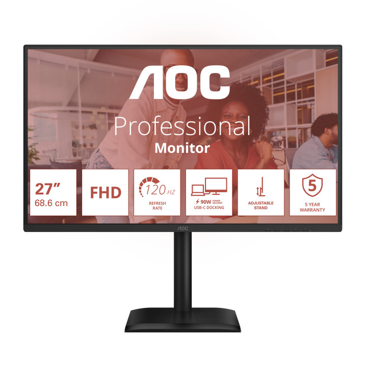 AOC 27E4CV monitor de ecrã 68,6 cm (27") 1920 x 1080 pixels Full HD LED Preto