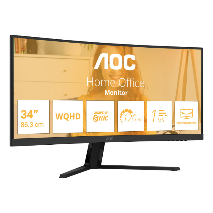 AOC B3 CU34B3E monitor de ecrã 86,4 cm (34") 3440 x 1440 pixels Wide Quad HD LED Preto