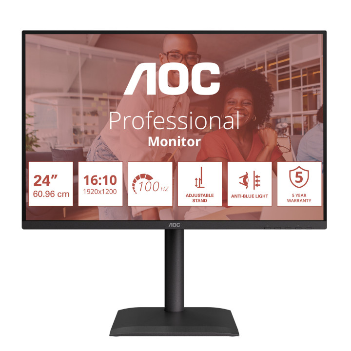 AOC E4 X24E4U monitor de ecrã 61 cm (24") 1920 x 1200 pixels Full HD LED Preto
