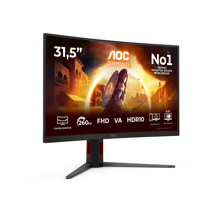AOC G4 C32G4Z monitor de ecrã 80 cm (31.5") 1920 x 1080 pixels Full HD LCD Preto, Vermelho