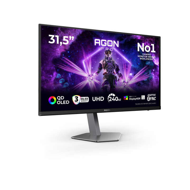 AOC AGON PRO AG326UZD2 monitor de ecrã 80 cm (31.5") 3840 x 2160 pixels 4K Ultra HD OLED Preto