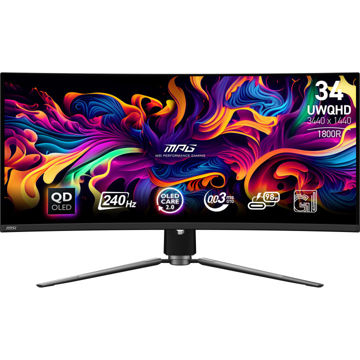 MSI MPG 341CQPX QD-OLED monitor de ecrã 86,4 cm (34") 3440 x 1440 pixels UltraWide Quad HD Preto