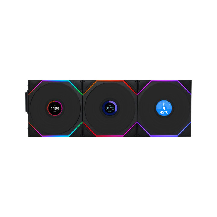 Lian Li Uni Fan TL WIRELESS LCD 140 REVERSE BLADE Caixa de computador Ventoinha 14 cm Preto 1 unidade(s)