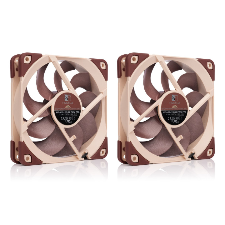 Noctua NF-A12X25 G2 PWM SX2-PP Sistema de Arrefecimento de Computador Caixa de computador Ventoinha 12 cm Bege 2 unidade(s)