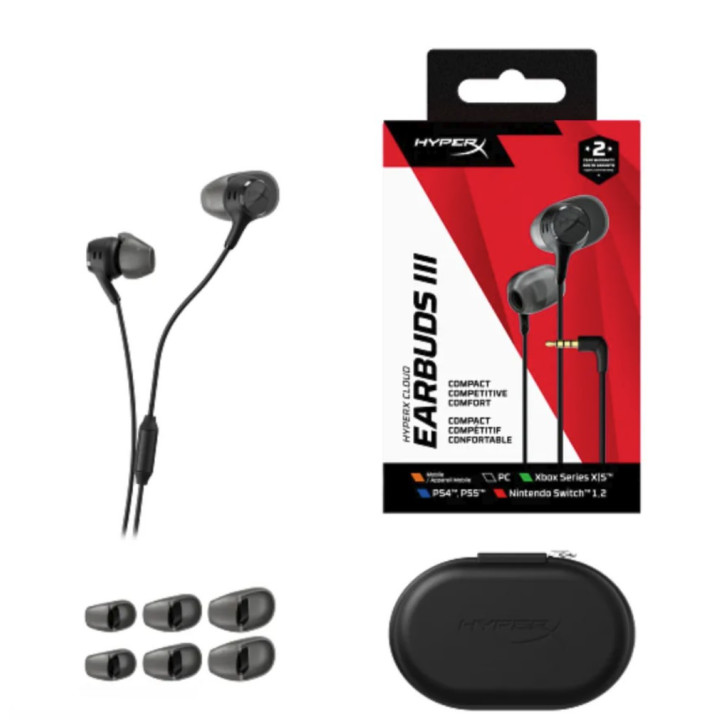 Earbuds Gaming HYPERX Cloud Earbuds III Preto com Microfone Jack 3.5mm