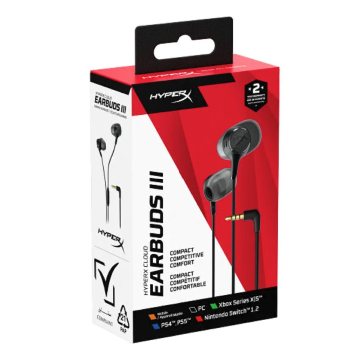 Earbuds Gaming HYPERX Cloud Earbuds III Preto com Microfone Jack 3.5mm