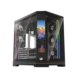XYZ Gabinete Neutrón X Pro, Midi-Tower, ATX Micro-ATX ITX, USB 3.0, sin Fuente, 5 Ventiladores Instalados, Negro Midi Tower
