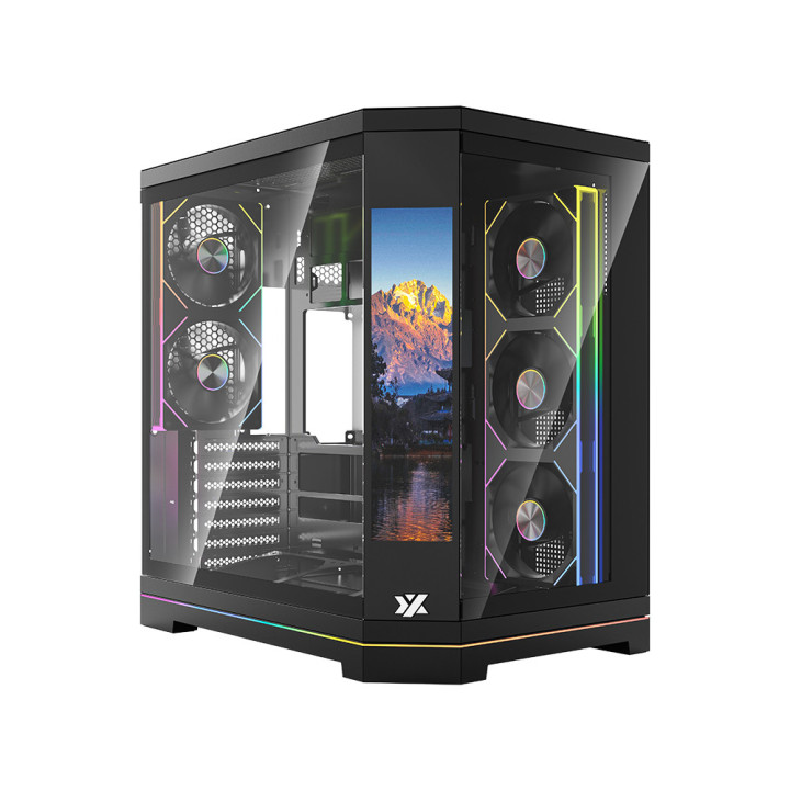 XYZ Gabinete Neutrón X Pro, Midi-Tower, ATX Micro-ATX ITX, USB 3.0, sin Fuente, 5 Ventiladores Instalados, Negro Midi Tower