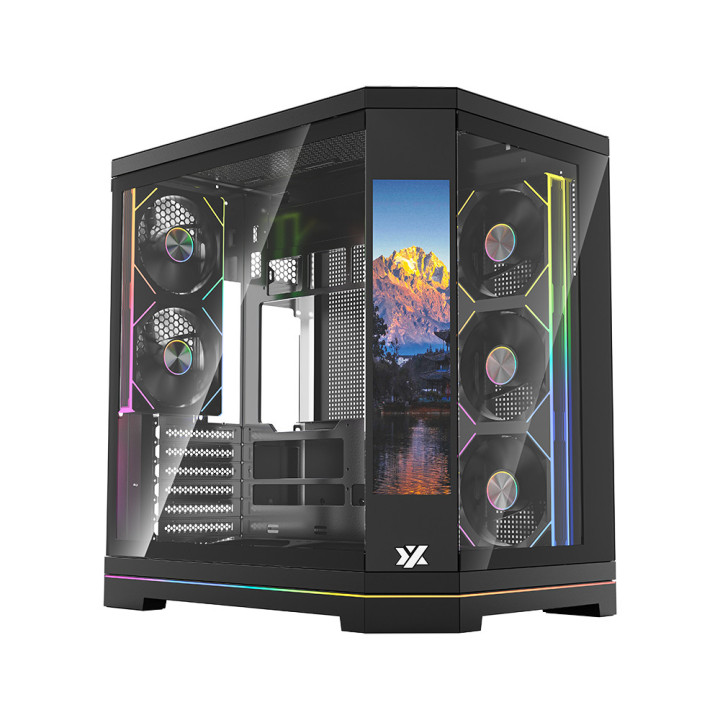 XYZ Gabinete Neutrón X Pro, Midi-Tower, ATX Micro-ATX ITX, USB 3.0, sin Fuente, 5 Ventiladores Instalados, Negro Midi Tower