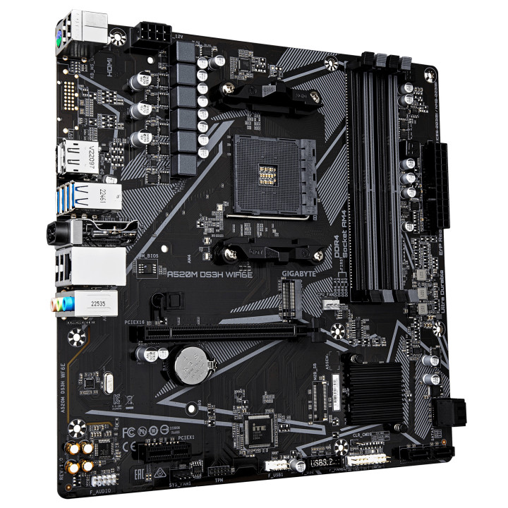 GIGABYTE A520M DS3H WIFI6E AMD A520 Socket AM4 micro ATX