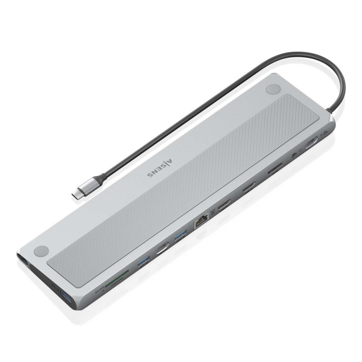 AISENS ASUC-12P020-GR base & duplicador de portas Com fios USB 3.2 Gen 1 (3.1 Gen 1) Type-C Cinzento