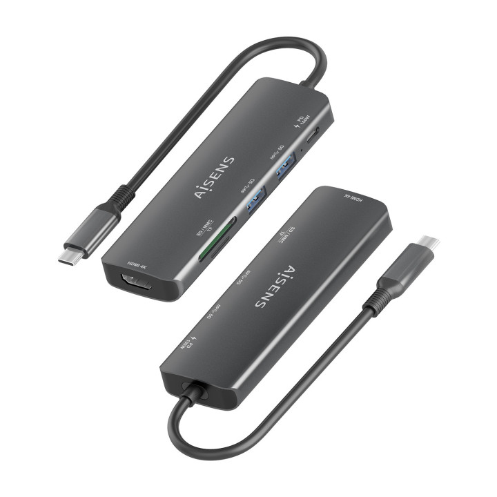 AISENS ASUC-6P023-GR base & duplicador de portas Com fios USB 3.2 Gen 1 (3.1 Gen 1) Type-C Cinzento