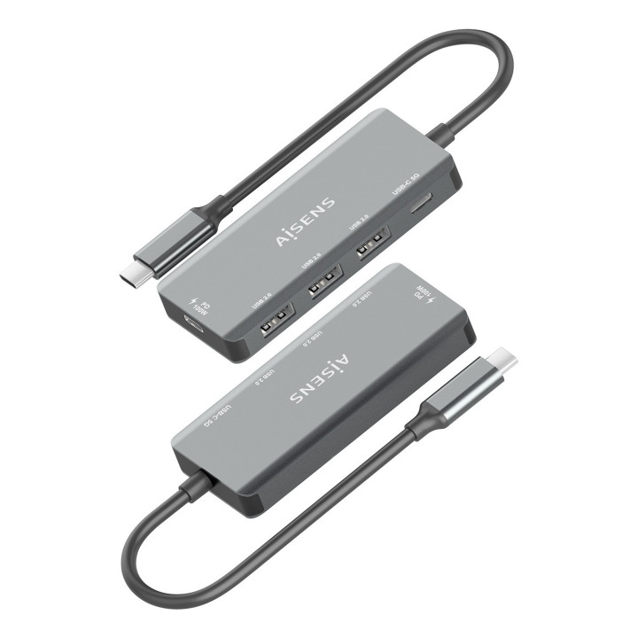 AISENS A109-0945 base & duplicador de portas Com fios USB 3.2 Gen 1 (3.1 Gen 1) Type-C Cinzento