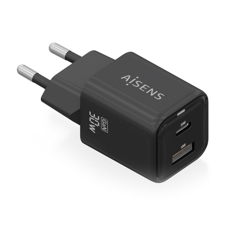 AISENS ASCH-30W2P021-BK carregador de dispositivos móveis Universal Preto AC Carregamento rápido Interior